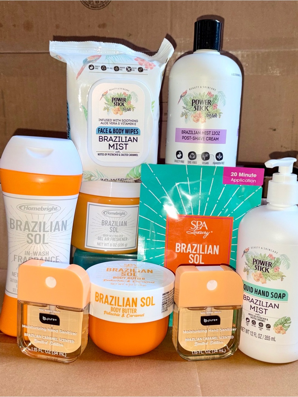 9 PC Brazilian Caramel Bundle: Brazilian Sol, Powerstick Etc